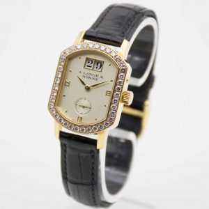 A. Lange & Söhne Lange 1 Arkade Gelbgold mit 1,2 kt Diamanten Wempe Fullset aus 2004