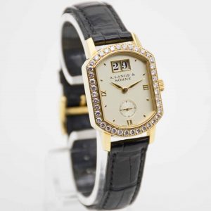 A. Lange & Söhne Lange 1 Arkade Gelbgold mit 1,2 kt Diamanten Wempe Fullset aus 2004