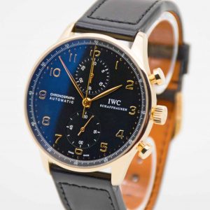 IWC Portugieser Chronograph Portuguese Chronograph Roségold IW3714 Zifferblatt schwarz deutsche Auslieferung